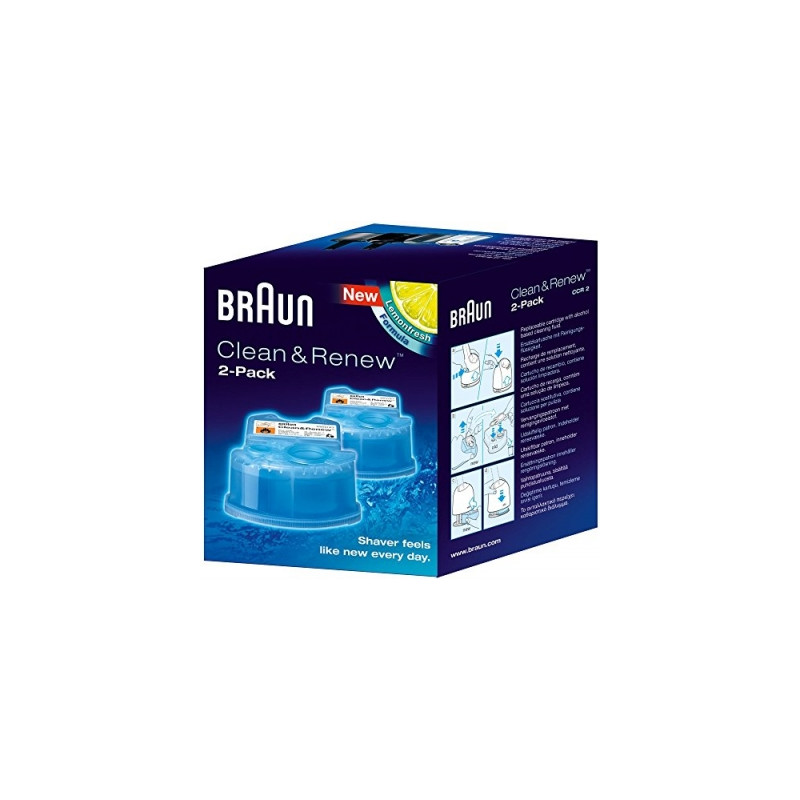 braun - pack de 2 recharges de liquide nettoyant pour syst?me clean & renew - ccr2