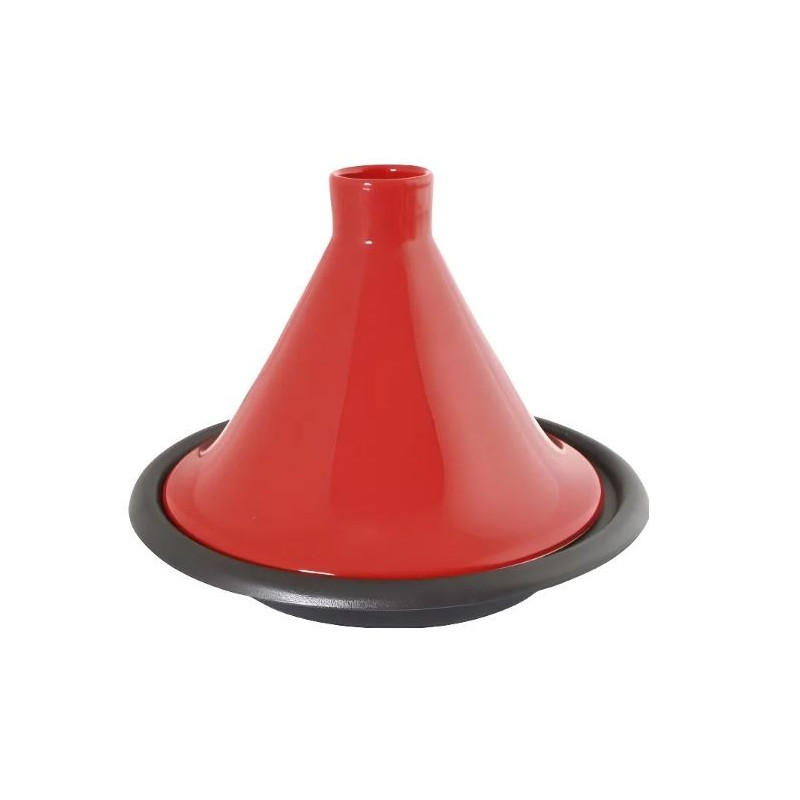 Tradifonte 509833 Tajine Fonte Acier Noir Couvercle Rouge