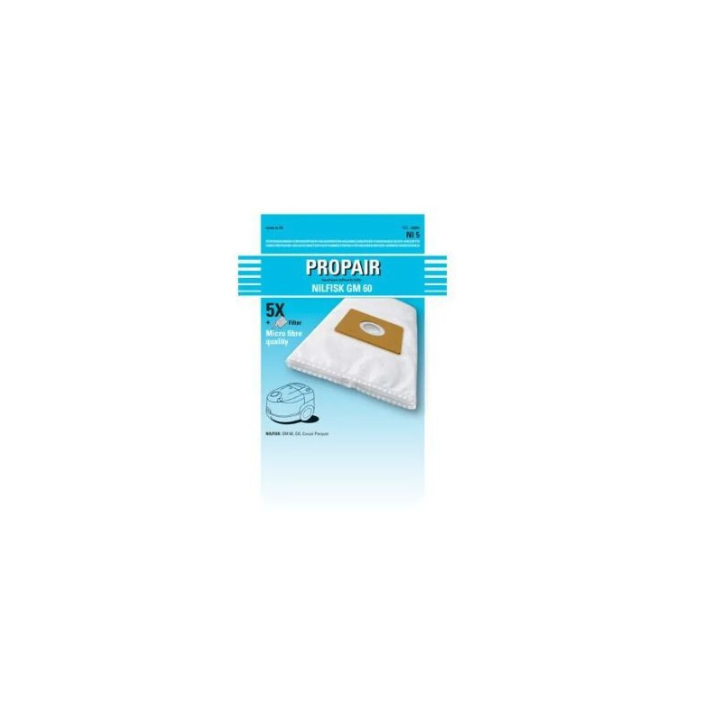 NILFISK - SAC ASPIRATEUR NILFISK GO/COUPE/NEO/GM60/COMPACT PROPAIR 5 PIECES + 1 FILTRE -