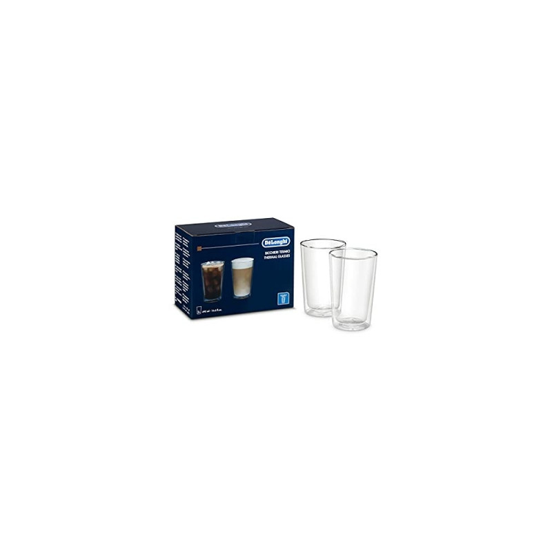 de'longhi lot de 2 verres ?l?gants et thermiques en verre borosilicate ? double paroi