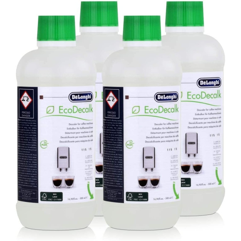 Lot de 4 flacons (3x500ml) Ecodecalk DeLonghi pour machine à café 5513296041