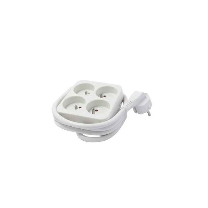 CHACON Bloc multiprise carré 4 prises 16A 3m blanc