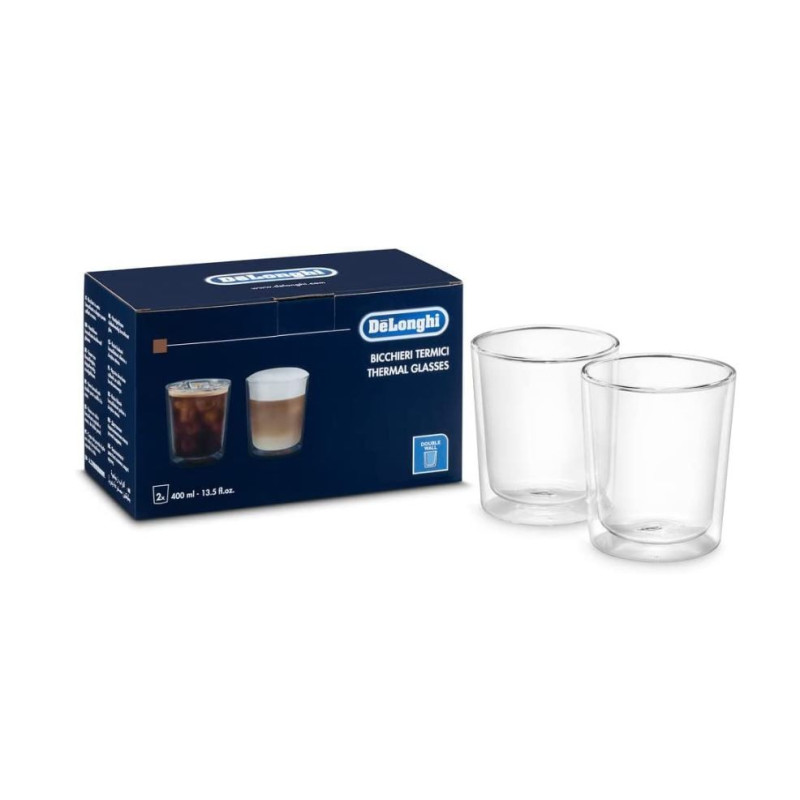 De'Longhi DLSC318 Lot de verres thermiques en verre à double paroi résistant en borosilicate