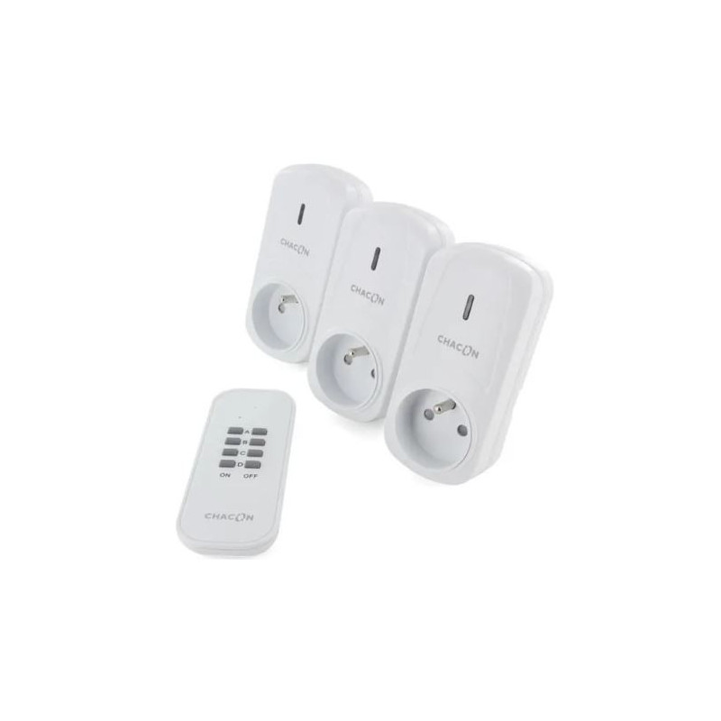 CHACON Set de 3 prises On/Off+ Télécommande 2000W - FR