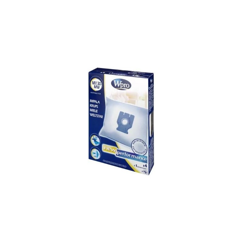 WPRO MI130-MW Sac aspirateur Miele / 4 sacs + 1 FM Fermeture propreté