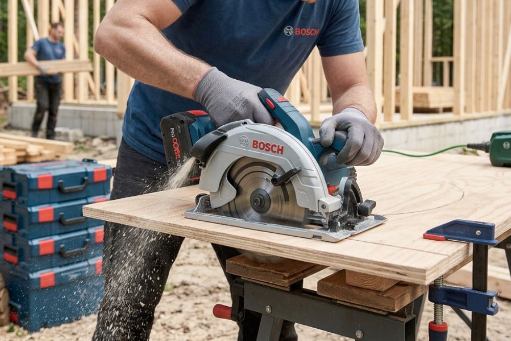 utilisation d'une scie circulaire bosch