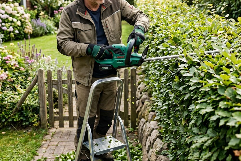 taille-haie bosch en action dans le jardin