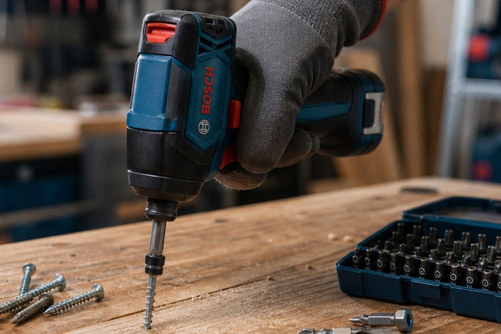 utilisation d'une visseuse à impulsions dans un atelier